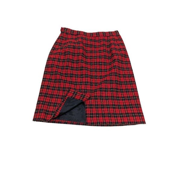Pendleton Women's Red & Black Plaid Fully Lined Wool Pencil Skirt Size 10 - Picture 3 of 5